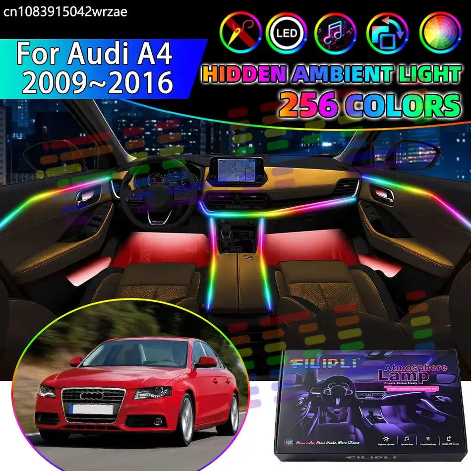 RGB Interior Ambient LED Strip Kit for Audi A4 B8 8K 2009-2016 App Control by InterCyprus Trading Ltd