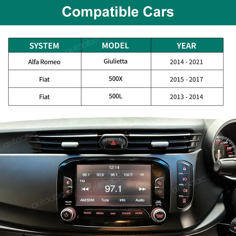 Wireless CarPlay Interface For Alfa Giulietta 2014-2021 Fiat 500X 2015-2017 Fiat 500L 2013-2014 With Mirror Link Android Auto by InterCyprus Trading Ltd