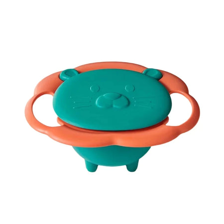 Gyro Bowl 360&deg; Spill-Proof Feeding Dish for Babies and Toddlers Green Lion