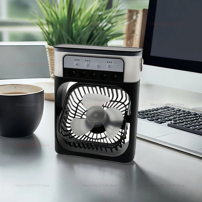 3-in-1 Portable Air Cooler Fan, Humidifier &amp; LED Night Light - Compact Personal Air Conditioner for Home &amp; Office