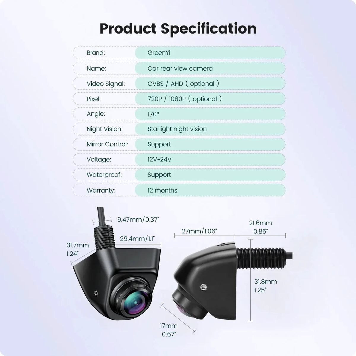 AHD 1080P Car Backup Camera With 170 Degree Wide Angle And Night Vision by InterCyprus Trading Ltd