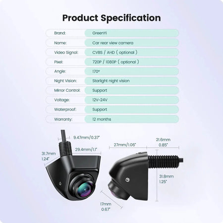 AHD 1080P Car Backup Camera With 170 Degree Wide Angle And Night Vision by InterCyprus Trading Ltd