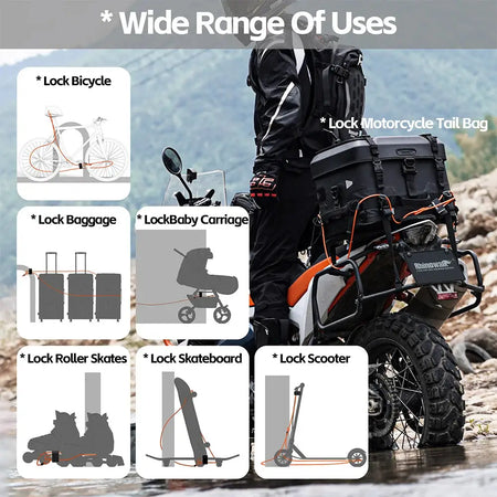 Rhinowalk Anti-theft Cable Lock 3 Digits Code Motorcycle Bike Anti-theft Security Steel Wire Lock Bike Accessory Summer by InterCyprus Trading Ltd