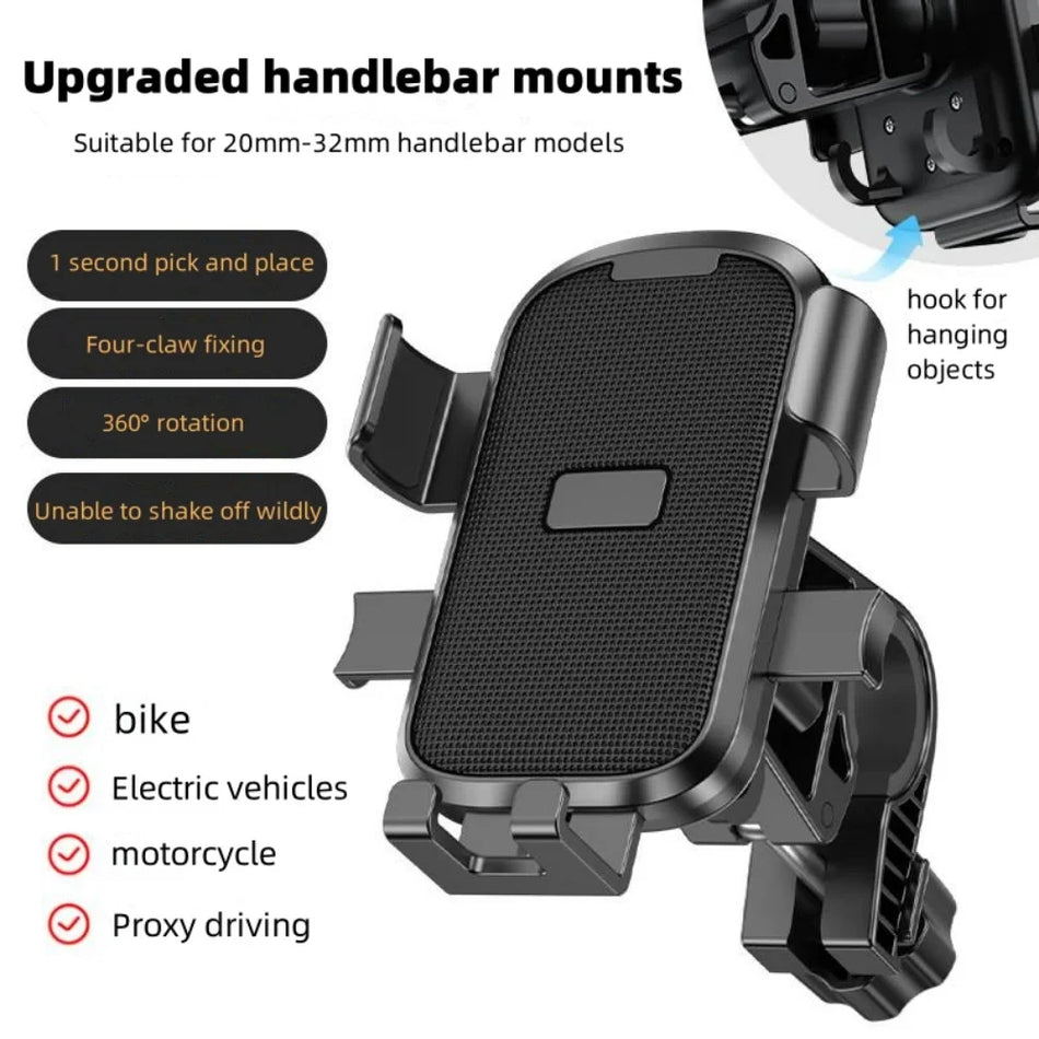 Support de téléphone pour vélo rotatif à 360° pour iPhone Xiaomi - Antidérapant