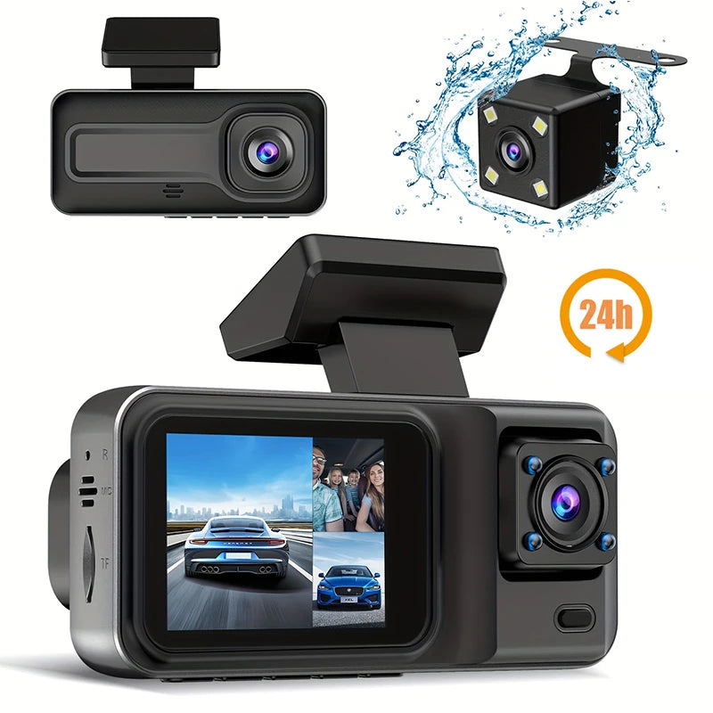 🟠 3 Channel Dash Cam для автомобилей камера Black Box 1080p Video Recorder задний вид камера для автомобиля автомобиля DVR автомобильные аксессуары