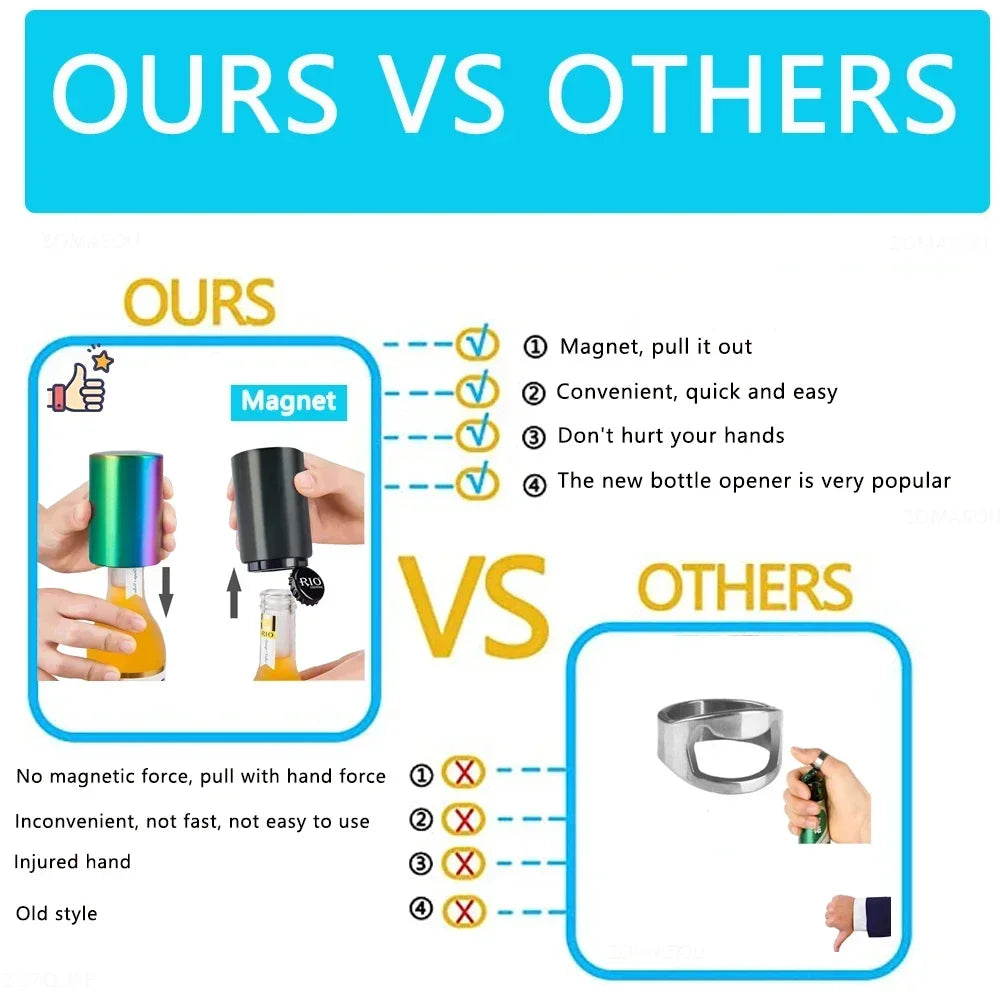 Automatic Stainless Steel Beer Bottle Opener &ndash; Effortless, Eco-Friendly Kitchen Gadget