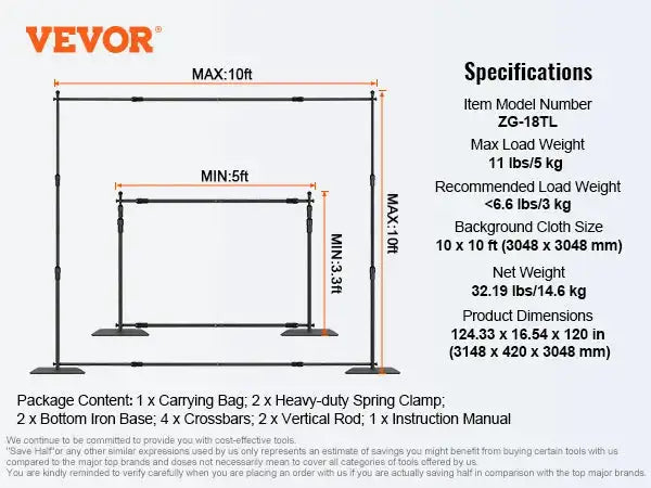 10x10 Heavy Duty Backdrop Stand Height Adjustable 10 x 10 ft / Poland