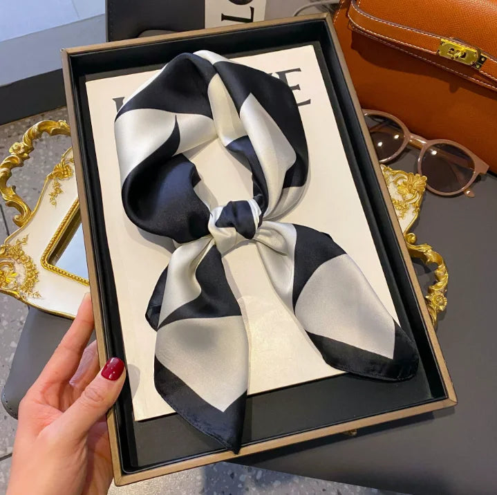 New Simple 70cm Silk Square Scarf &ndash; Elegant Satin Bandana Print 17