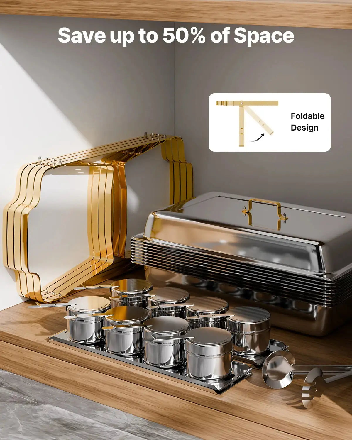 8 Qt Chafing Dish Set 2 Full Size 4 Half Pans