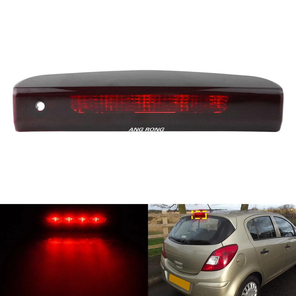 Kolmas pidurivalgus Vauxhall Corsa E 5-ukseline kõrge taseme LED punase objektiiviga järelturu asendus