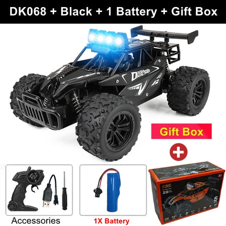 Remote Control Car RC Drift 1:16 Off Road Alloy &ndash; LED Light DK068 Black 1B Box