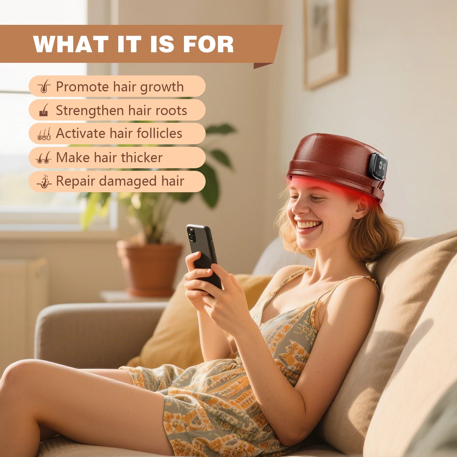 Wireless Hair Growth Cap 120 Diodes &ndash; Lightweight Design