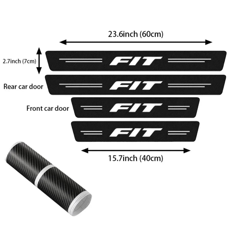 Protector pentru pragul ușii pentru Honda Fit, logo, vinil din fibră de carbon, piele PU, margine de protecție 3D