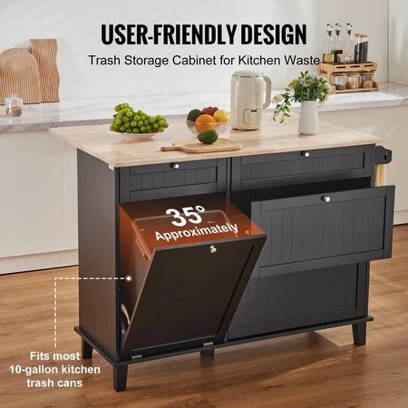Kitchen Island With Trash Cabinet Breakfast Bar
