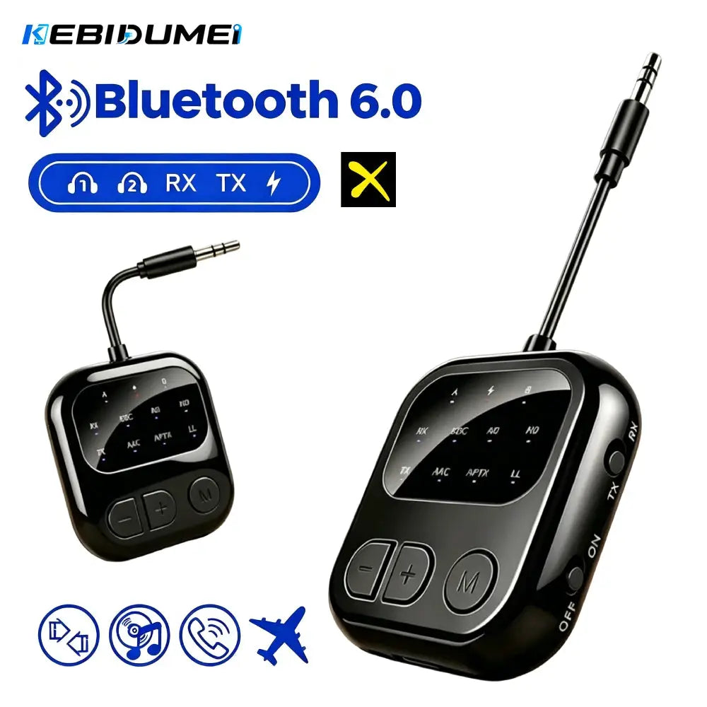 KEBIDUMEI Bluetooth 6.0 Audio Reciever Transmitter 3.5mm AUX HIFI Music Dual Stream Wireless Adapter With Mic for TV Car Flight by InterCyprus Trading Ltd