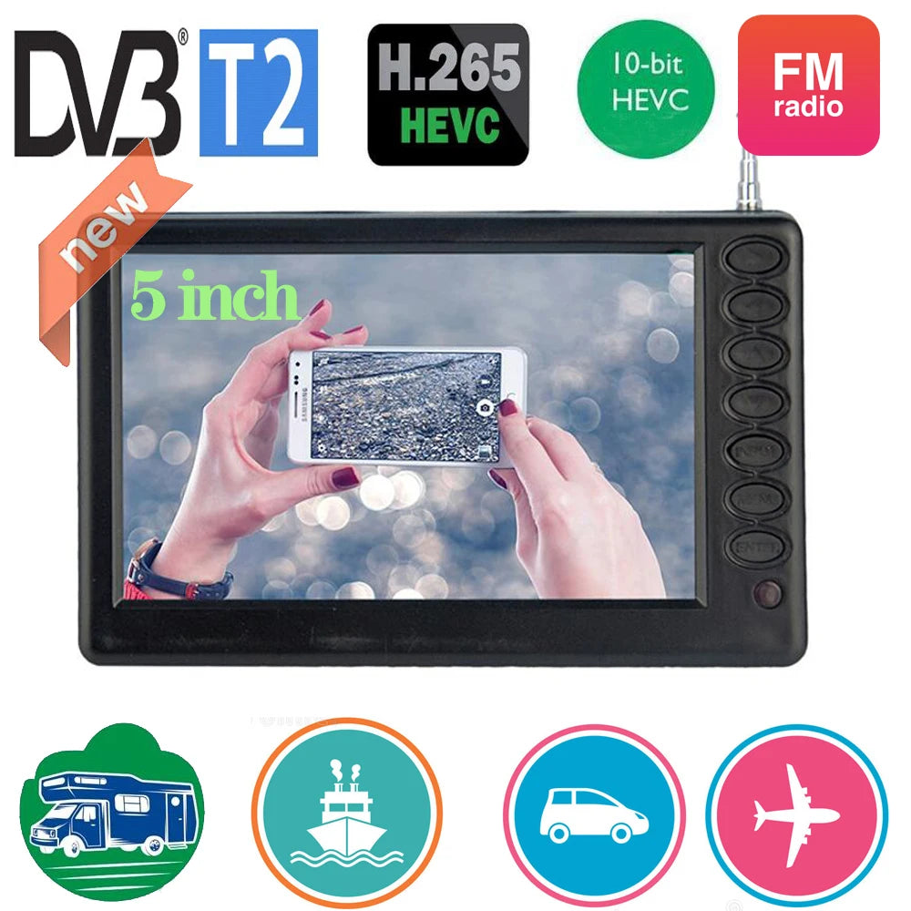 LEADSTAR 5 Inch Portable Mini TV with DVB-T2, FM Radio &amp; USB Playback Default Title