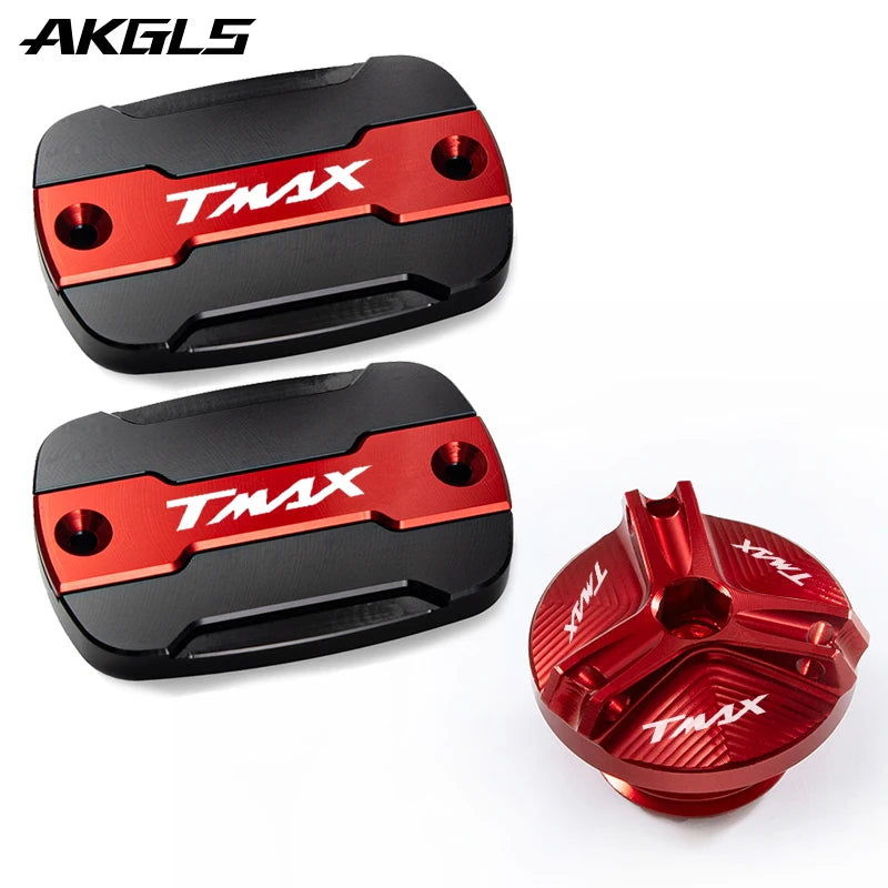Yamaha TMAX Brake Fluid Tank Cap &amp; Filler Cap Set by AKGLS A set red