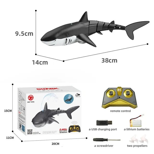 RC Shark Toy &ndash; 2.4G Remote Control Waterproof Bath Fun grey shark spray