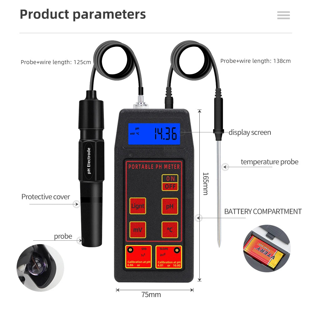 PH-8424 3 in 1 pH/ORP/TEMP Meter &ndash; Waterproof Portable