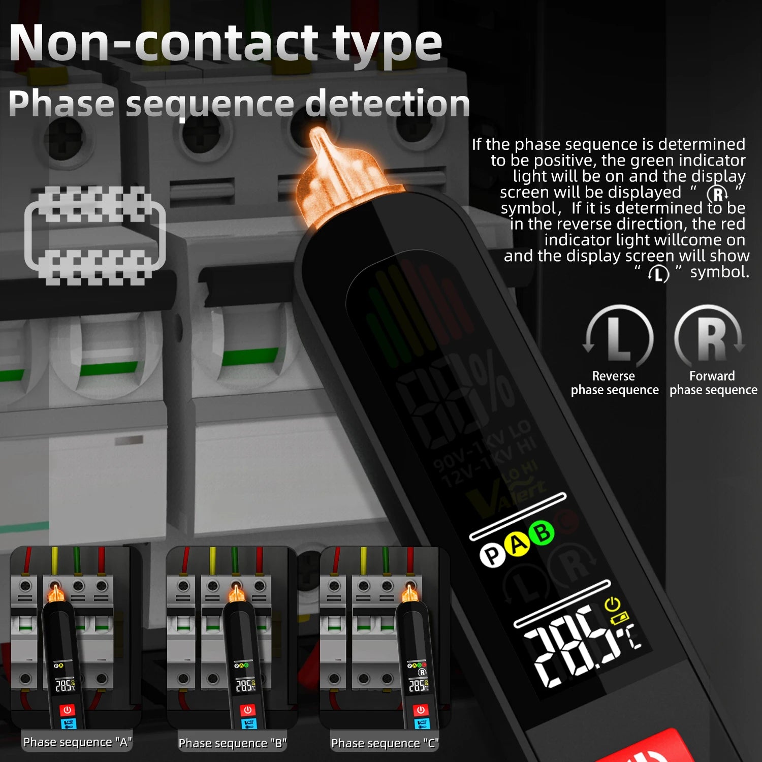 BSIDE AVX1 2in1 Phase Tester NCV &ndash; High Sensitivity LCD