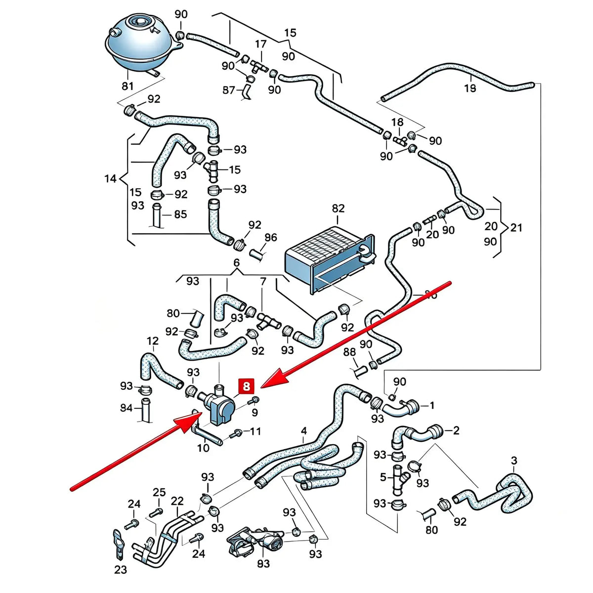 1K0965561J Cooling Water Pump Car Auto Additional Auxiliary Electric 12V for Jetta Golf CC Volkswagen VW Passat B5 B6 Audi A3 by InterCyprus Trading Ltd