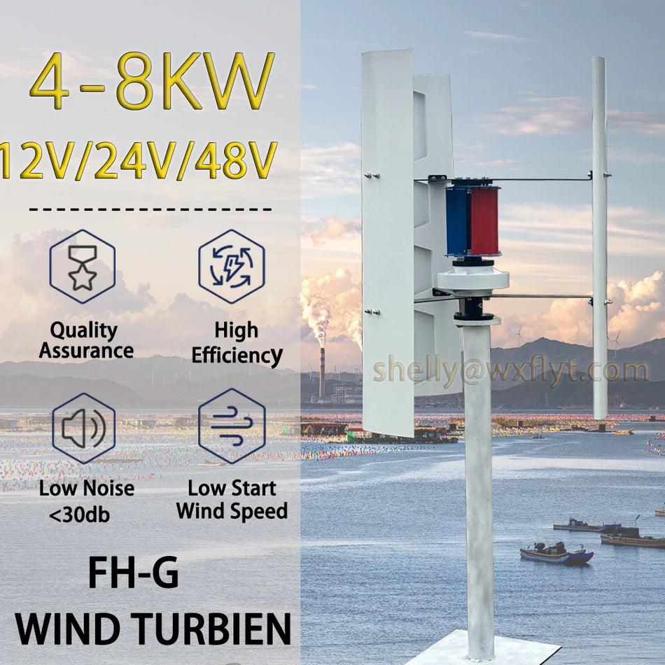 Turbina Eolica a Asse Verticale 6000W con Controllore Approvata CE