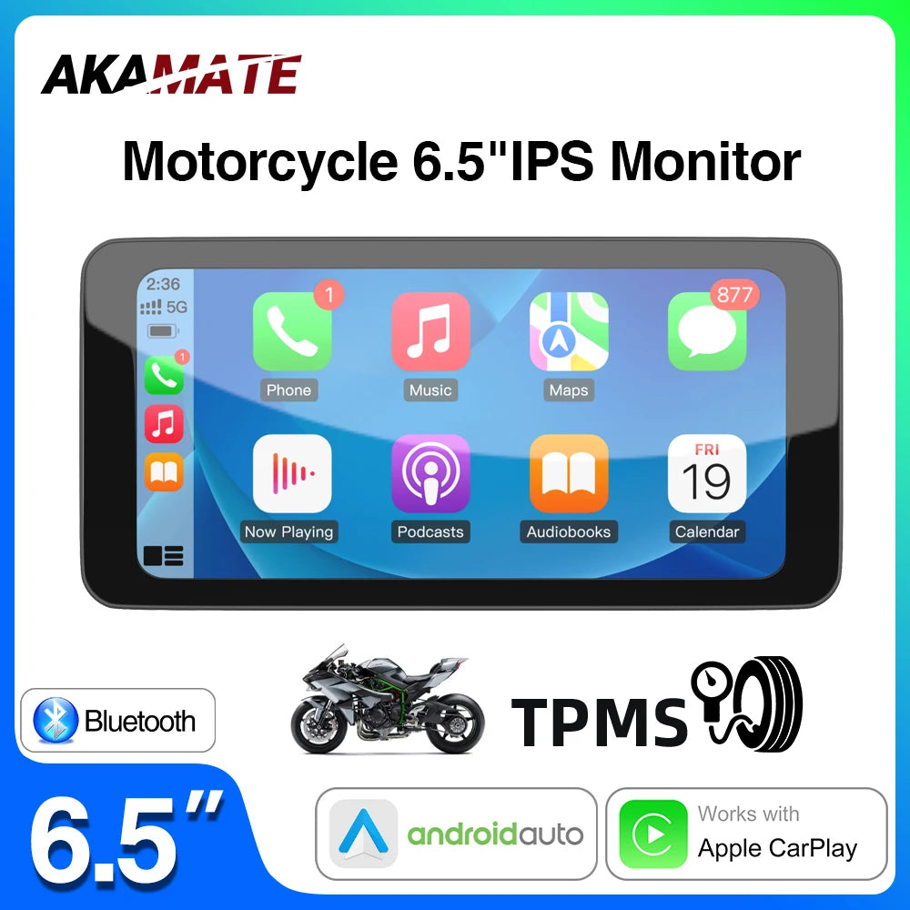 6.5inch CarPlay Motorcycle Screen &ndash; Wireless GPS Display