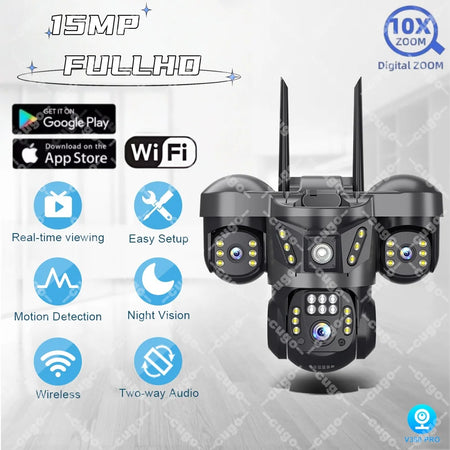 Cugo 15MP Tri-Lens WIFI IP Camera &ndash; Advanced Human Detection 15MP Camera Add 64G / AU Plug