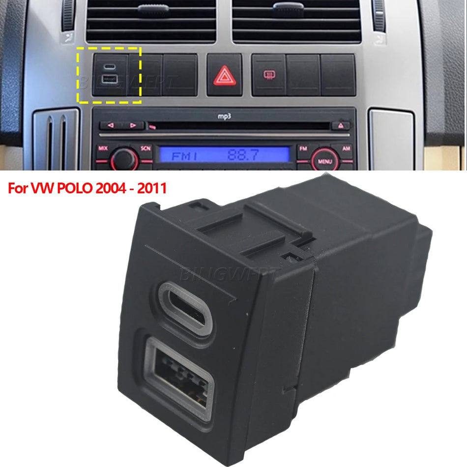 Ładowarka USB do samochodu PD Szybkie Ładowanie QC3.0 do Volkswagena POLO 2004-2011