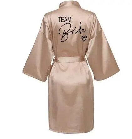 Team Bride Satin Robe - Perfect for Weddings &amp; Bridal Showers TEAM Bride champagne / M
