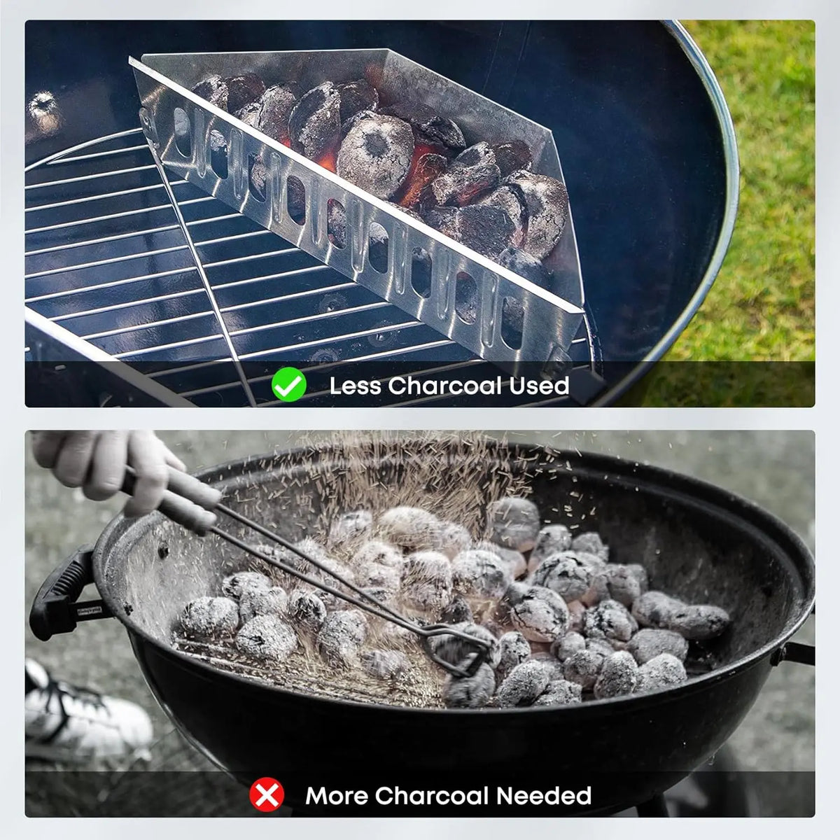 Premium Stainless Steel BBQ Charcoal Grill Basket Holders - Set of 2
