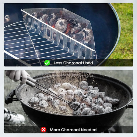 Premium Stainless Steel BBQ Charcoal Grill Basket Holders - Set of 2