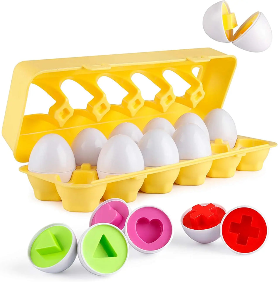 Matching Smart Eggs Toy &ndash; Montessori Color Shape Sorter 12pcs Shape
