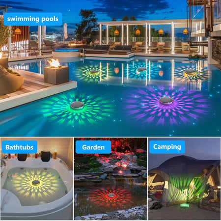 Solar Rechargeable Floating Pool Lights - RGB Changing, Waterproof, Remote Controlled