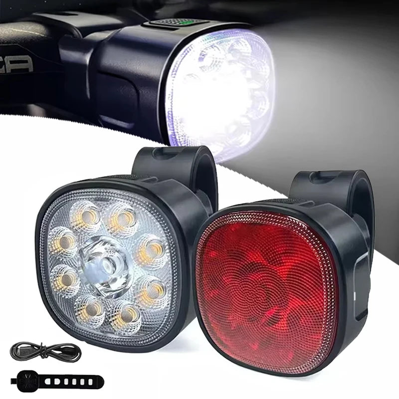 Bucklos Bicycle Front and Rear Light with USB Charging LED, Waterproof