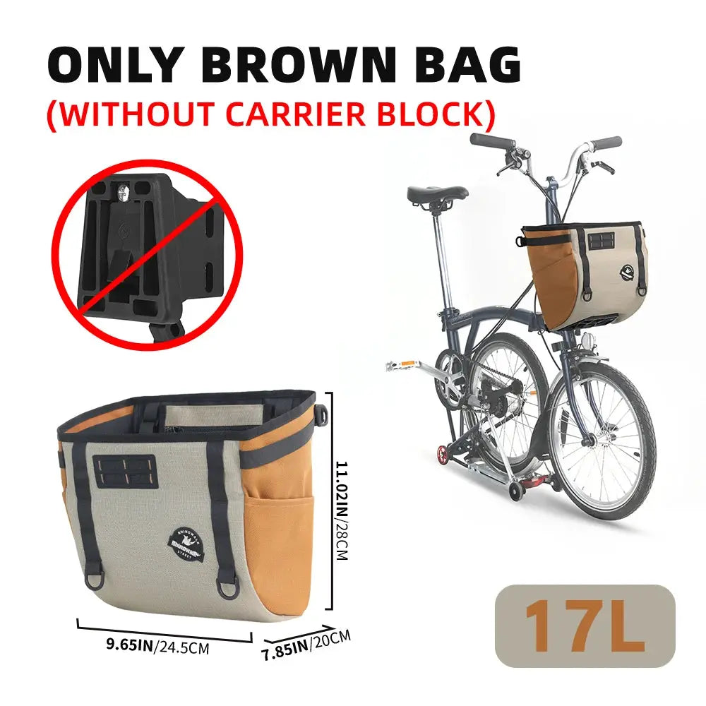 Rhinowalk Bike Handlebar Bag For Brompton Folding Bike Pet Carrier Bag Cycling Front Basket Bag With Hidden Support Frame by InterCyprus Trading Ltd