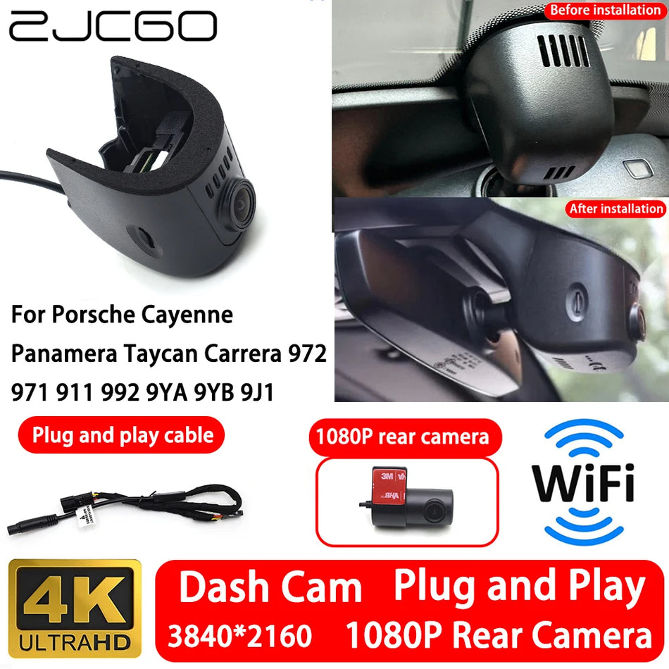 Dash Cam til Porsche Cayenne Panamera Taycan 911 Front og Bag med WiFi Ultra HD