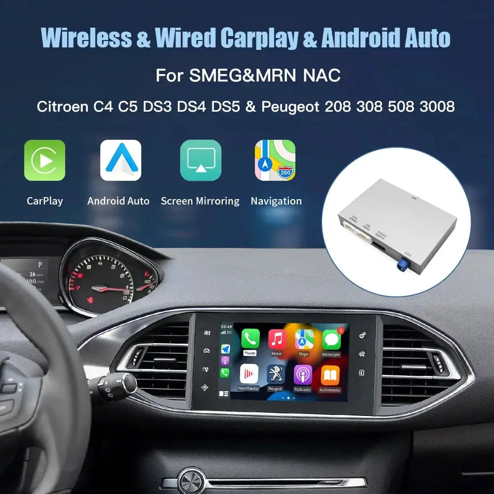 Wireless Carplay and Android Auto module for Peugeot SMEG 208 308 508 3008 C4 DS3 DS4 DS5 car radio Mirror Link multimedia by InterCyprus Trading Ltd