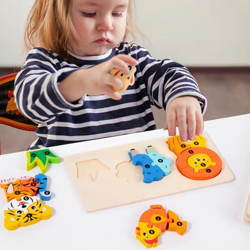 Wooden Food Chain Matching Puzzle Lion Bear &ndash; Educational