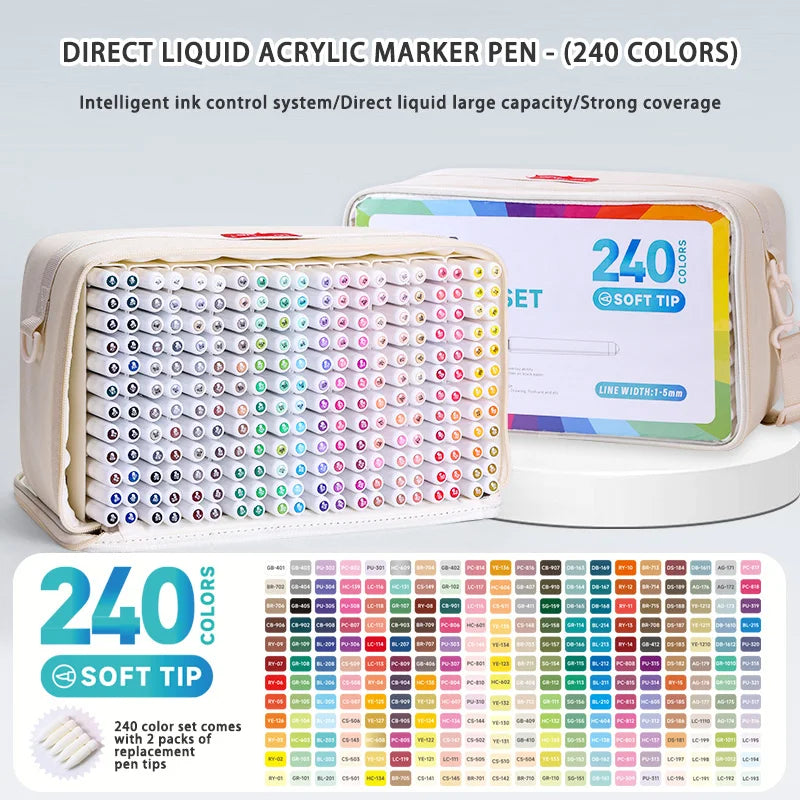 9-Piece Soft Brush Acrylic Marker Pen Set for DIY Hand Drawn Art, Student Graffiti, and Painting - M720