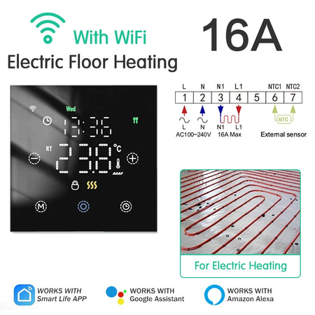 EZAIOT Floor Heating Thermostat &ndash; Remote Control Via App Electric Heating 1 / WiFi