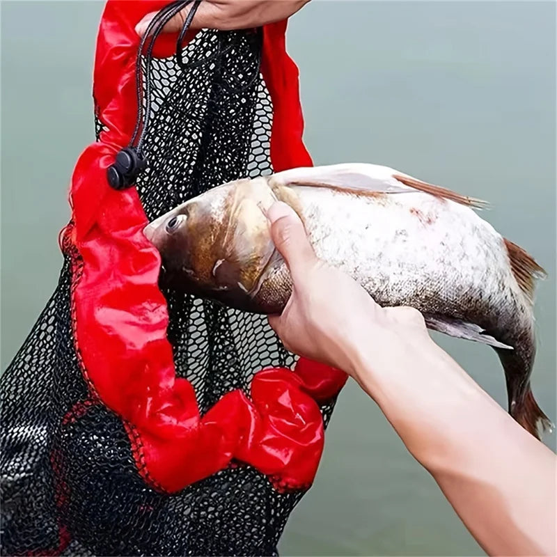 Portable Fishing Landing Net with Encrypted Mesh and Drawstring