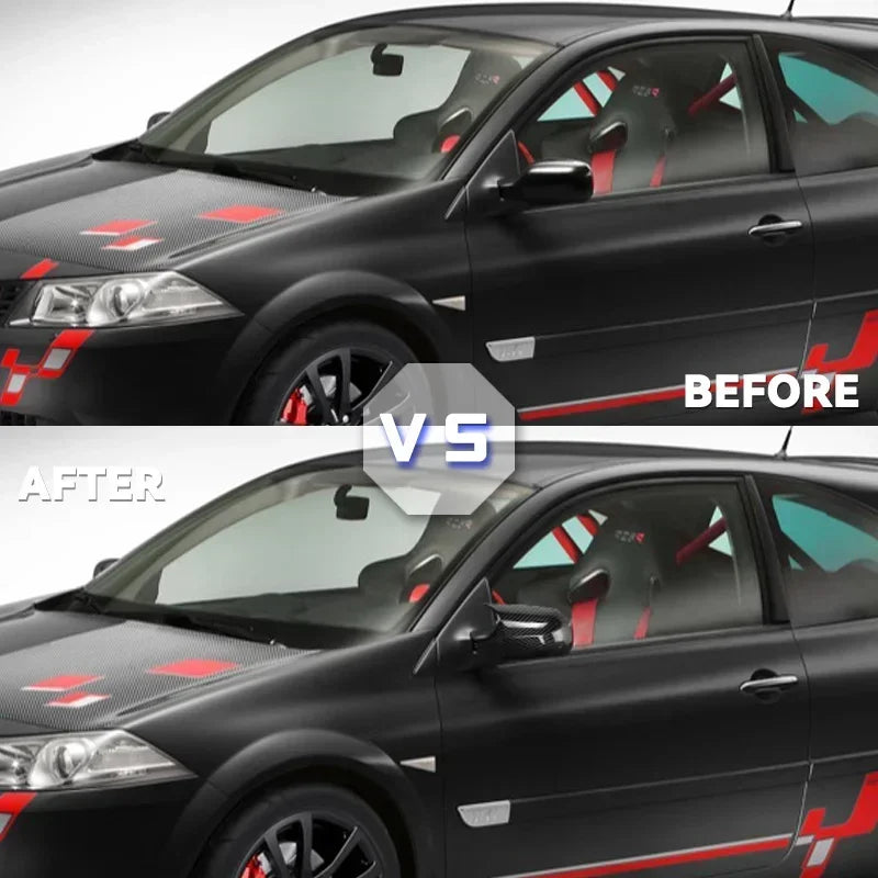 Tampa de Espelho em Fibra de Carbono Preta Brilhante Renault Megane 2