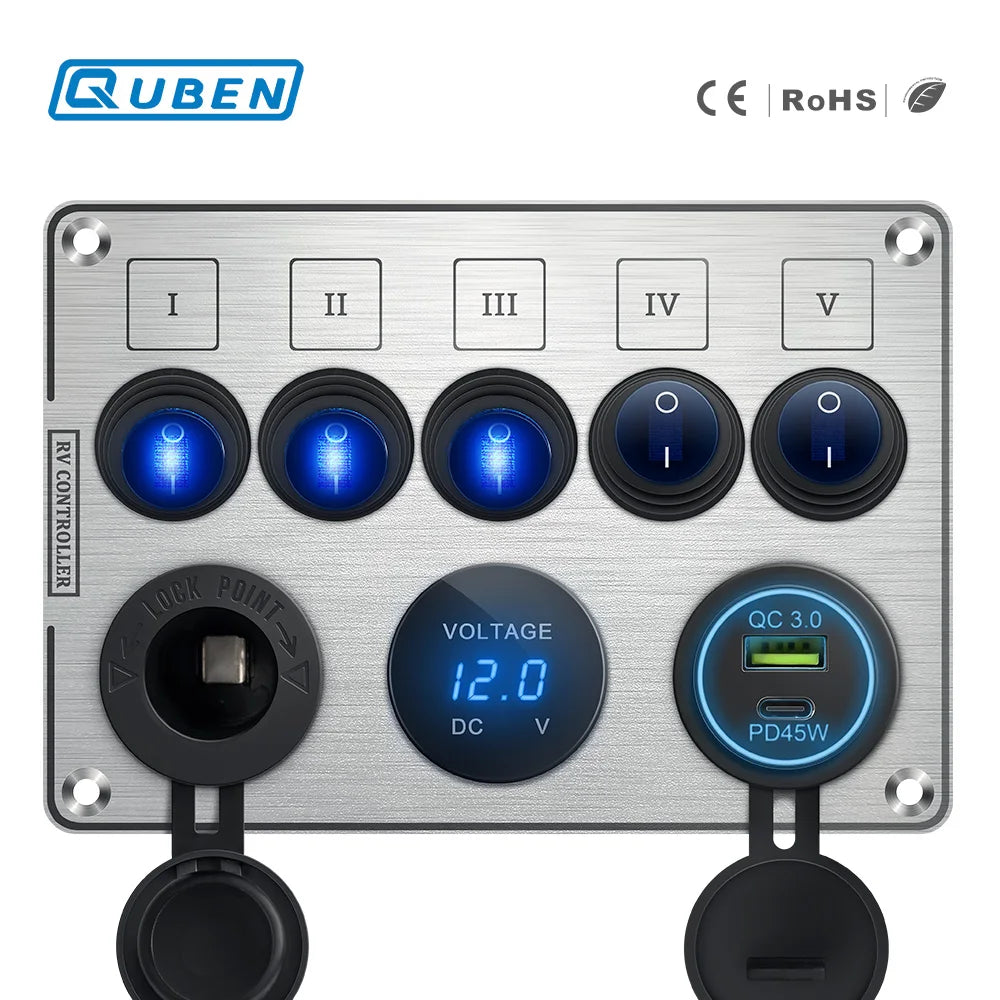 QUBEN Dual USB QC3.0 Socket Charger - LED Voltmeter