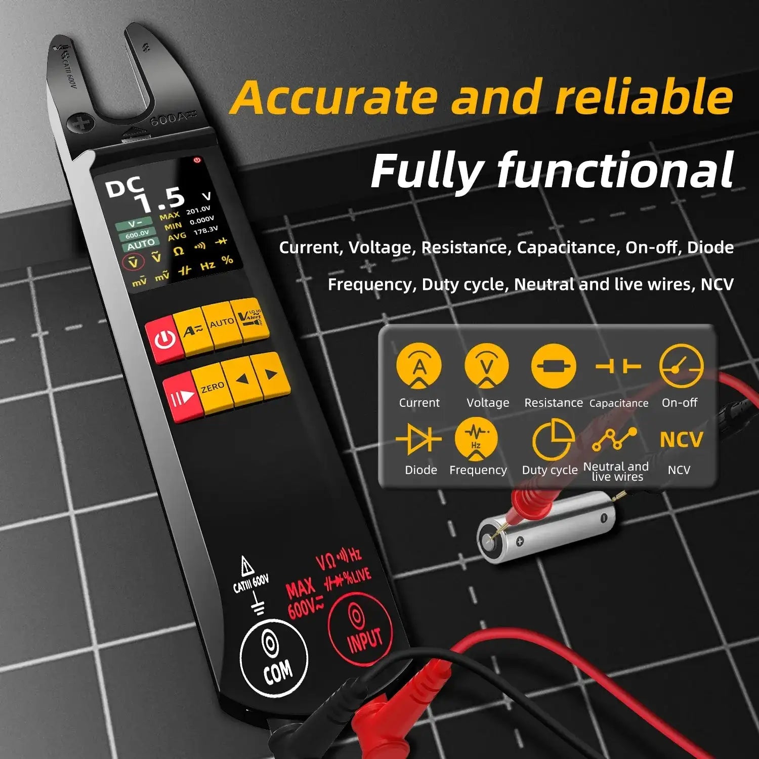 Bside U5 U Shaped Clamp Meter 600A True RMS Multimeter