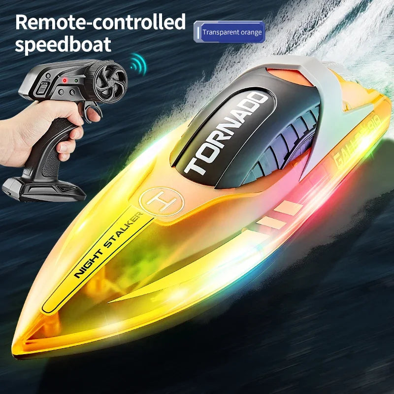 HJ819 RC Boat Luminous &ndash; Ultra Fast 15KMH With LED Lights Orange
