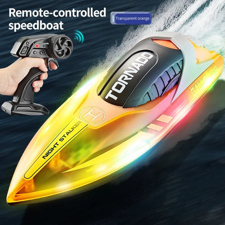 HJ819 RC Boat Luminous &ndash; Ultra Fast 15KMH With LED Lights Orange