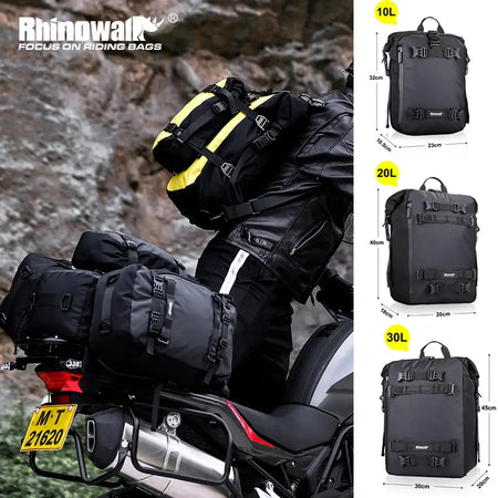 Rhinowalk Motorcycle Bag 10l/20L/30L Motor Back Seat Tail Bag Strap Install With Removable Waterproof Inner Bag by InterCyprus Trading Ltd
