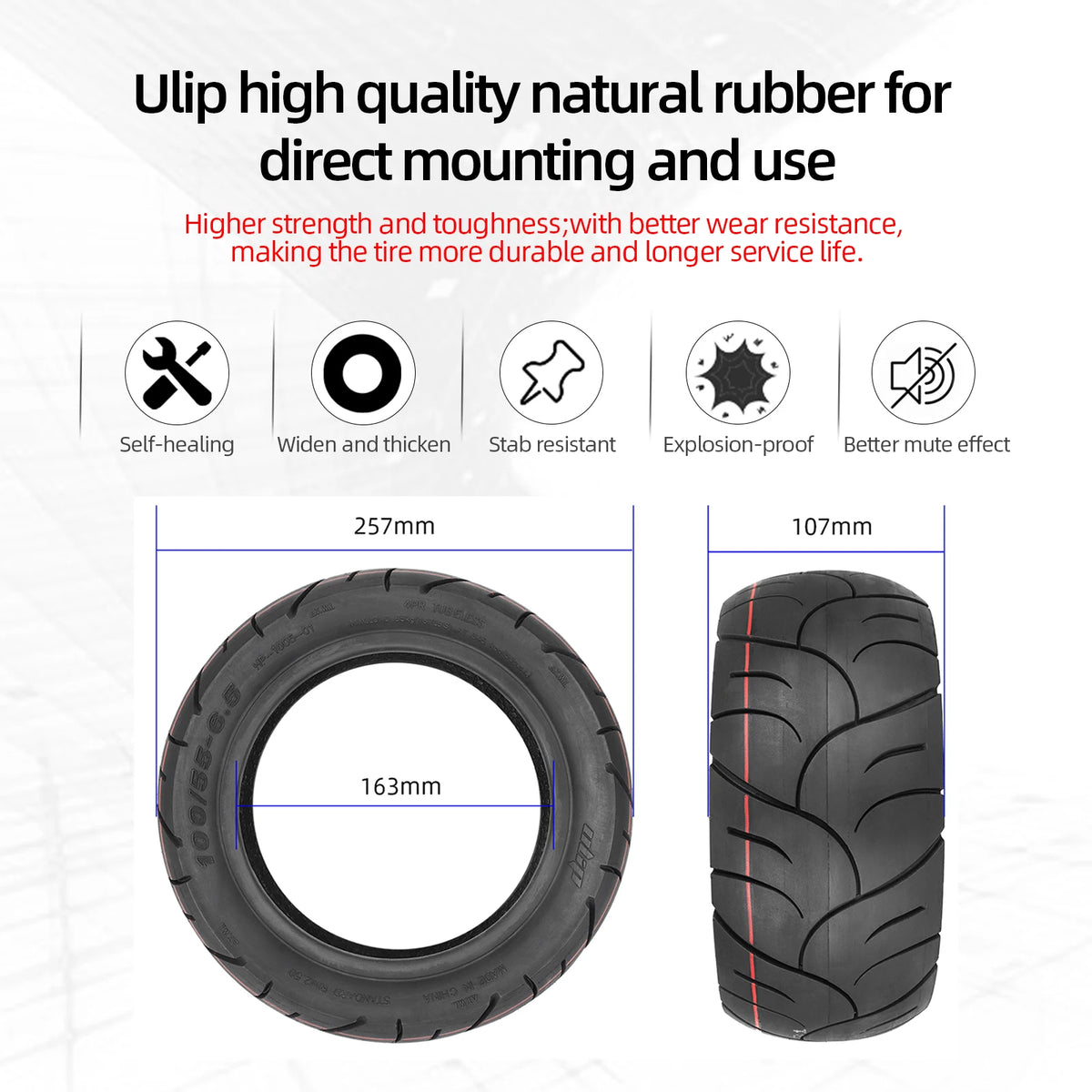 ULIP 11 Inch Self-Healing Tubeless Tire for Electric Scooters