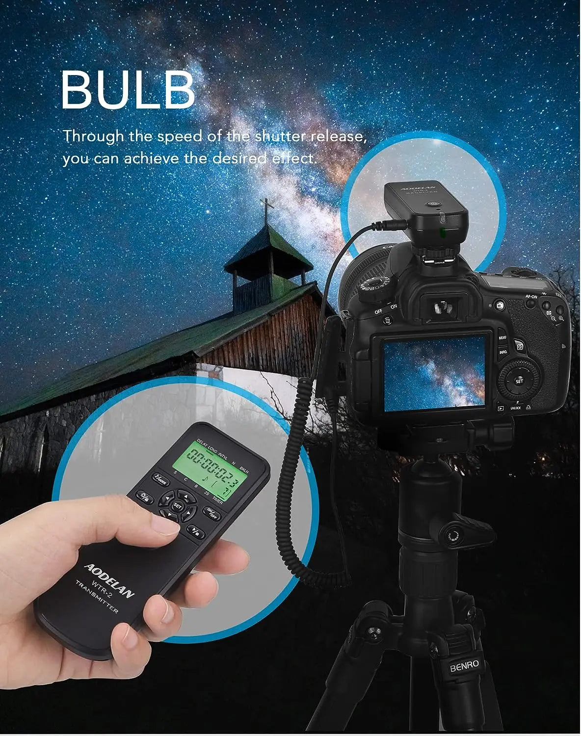 Wireless Camera Timer Remote for DSLR - AODELAN WTR-2